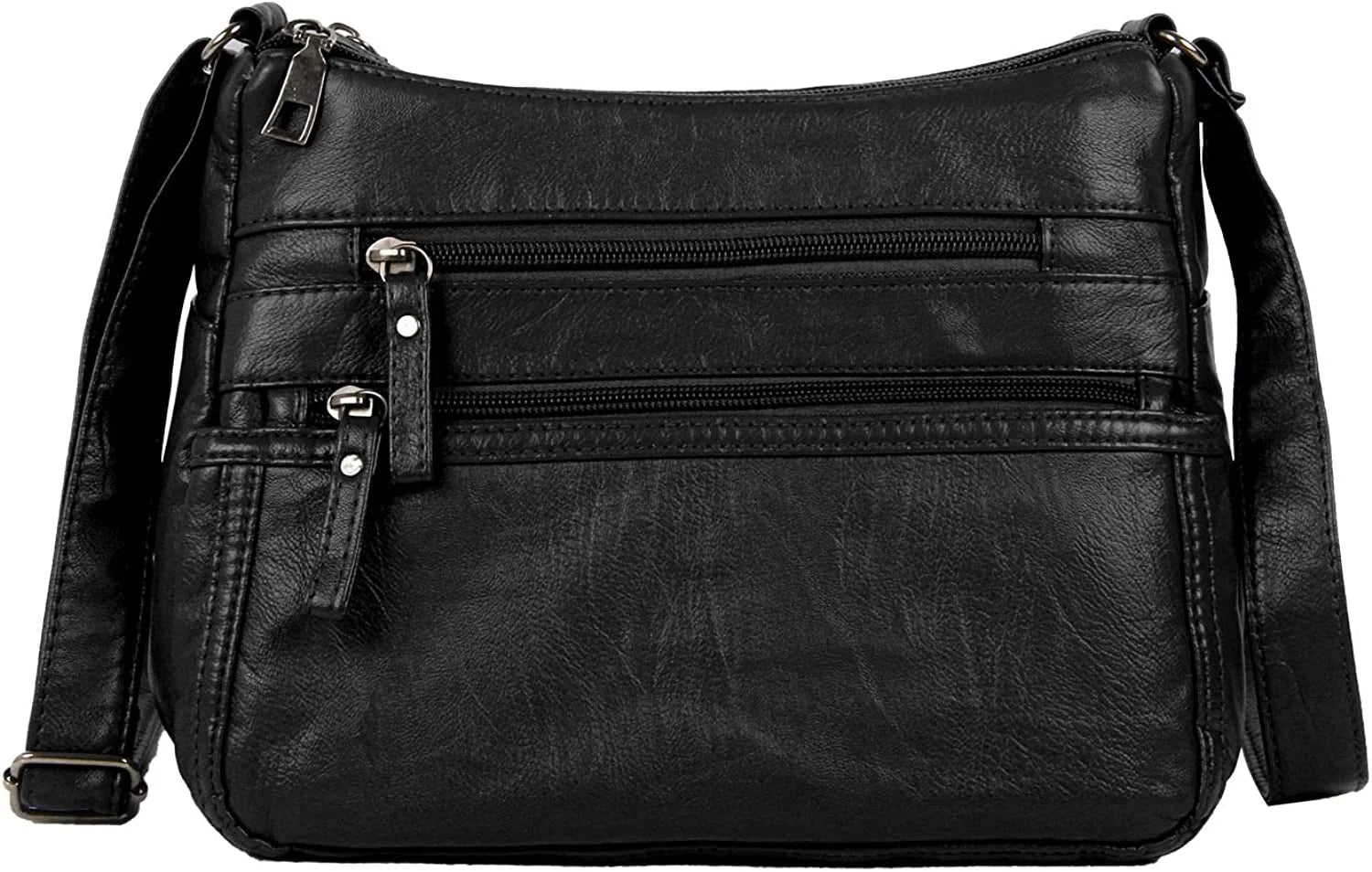 Vintage Leather Crossbody Bag Small Hobo Shoulder Bag Pockets Ladies Messenger