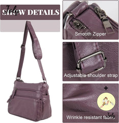 Vintage Leather Crossbody Bag Small Hobo Shoulder Bag Pockets Ladies Messenger