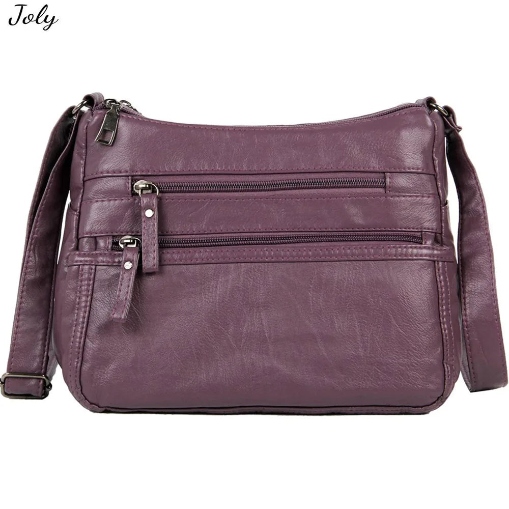 Vintage Leather Crossbody Bag Small Hobo Shoulder Bag Pockets Ladies Messenger