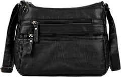 Vintage Leather Crossbody Bag Small Hobo Shoulder Bag Pockets Ladies Messenger