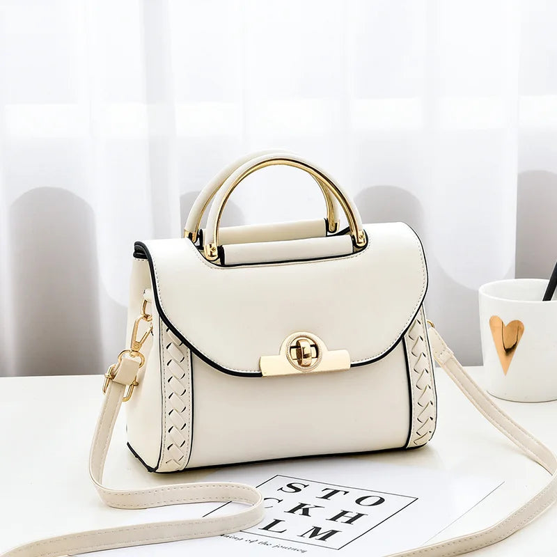 Hot Woven Handbag Women Lock Buckle Small Square Bag All-match Single Shoulder B