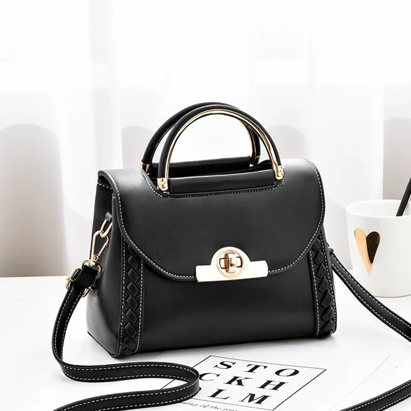 Hot Woven Handbag Women Lock Buckle Small Square Bag All-match Single Shoulder B