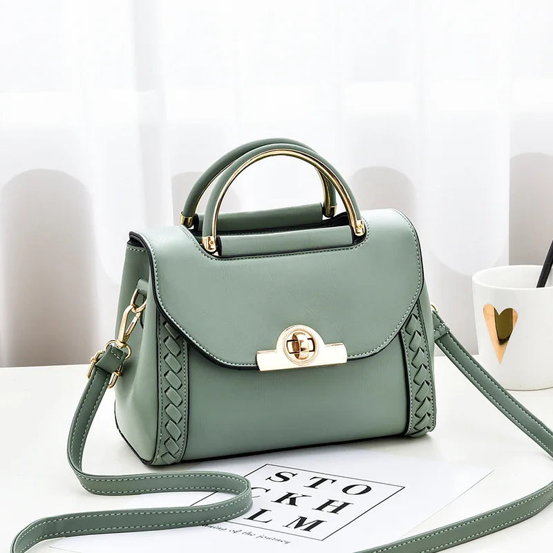 Hot Woven Handbag Women Lock Buckle Small Square Bag All-match Single Shoulder B