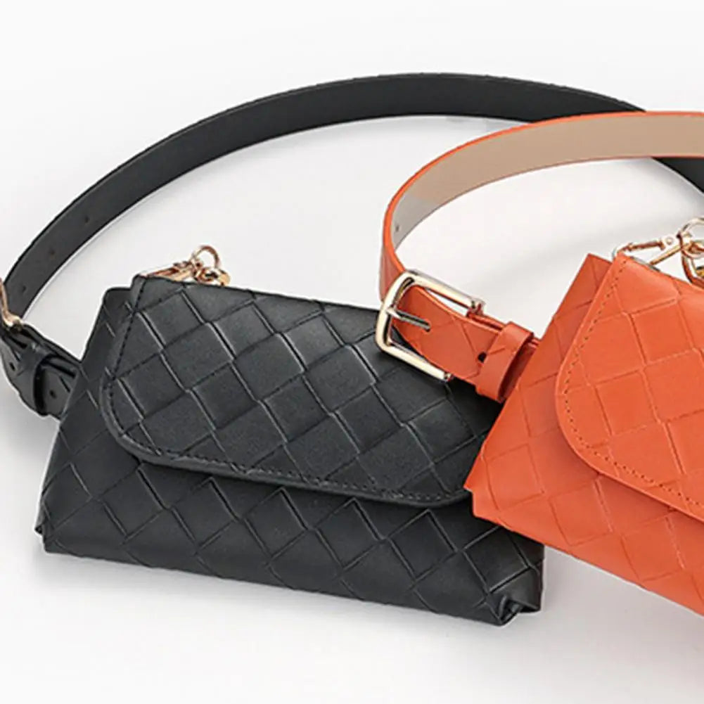 Faux Leather Waist Bag Retro Pouch Chain Belt