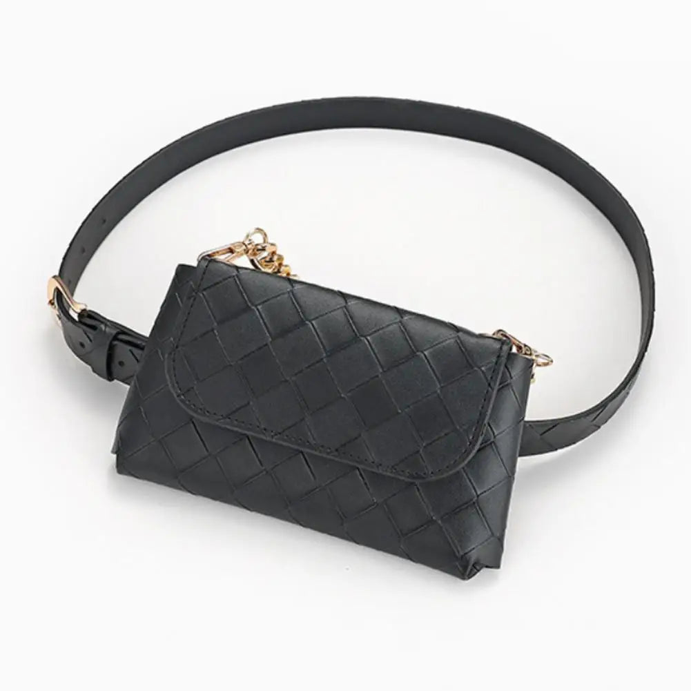 Faux Leather Waist Bag Retro Pouch Chain Belt