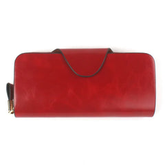 Women Leather Wallets Zipper Oil Wax Leather Long Female Wallet