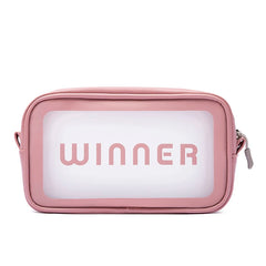 Pink Transparent Makeup Bag Travel PU Clear Cosmetic Bag for Women