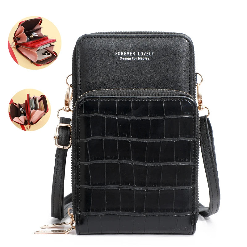 Metal Opening Crossbody Bag Women PU Leather Shoulder Messenger Bag