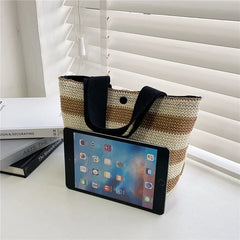 Straw Bags Women Woven Basket Beach Totes Lady Shopping Handbags