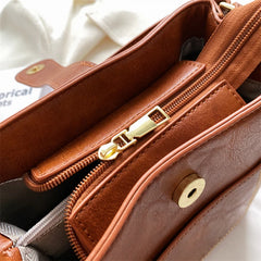 Vintage Small PU Leather Bucket Crossbody Bag for Women Lady Handbag