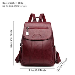 Large-Capacity Leather Backpack for Women
