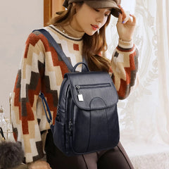 Large-Capacity Leather Backpack for Women