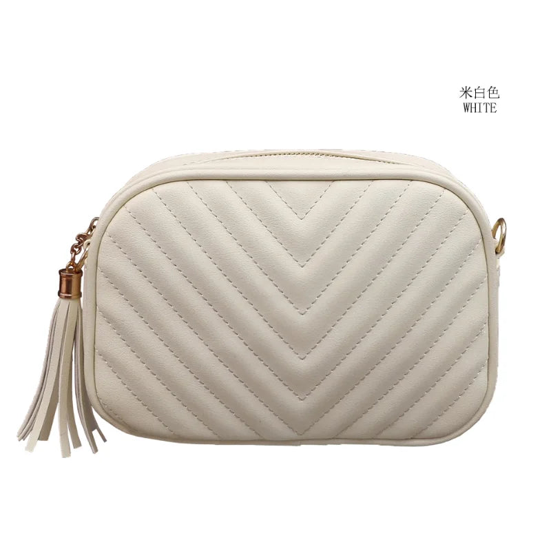 Women Casual Chain Embroidery Crossbody Bag Tassel Shoulder Bag