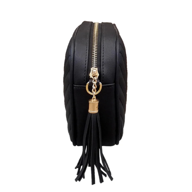 Women Casual Chain Embroidery Crossbody Bag Tassel Shoulder Bag