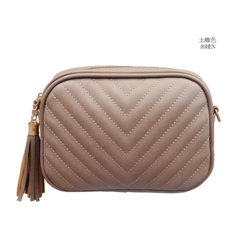 Women Casual Chain Embroidery Crossbody Bag Tassel Shoulder Bag