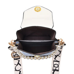 Riveted One Shoulder Crossbody Bag Women Pearl Chain