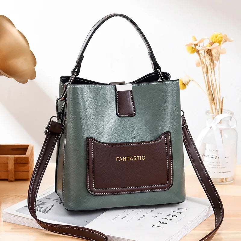 Stylish Bucket Bag Women's Full Contrast Bag