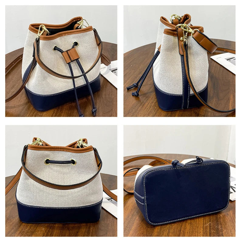 Autumn All-match Contrast Bucket Bag Women's One-shoulder Handbag