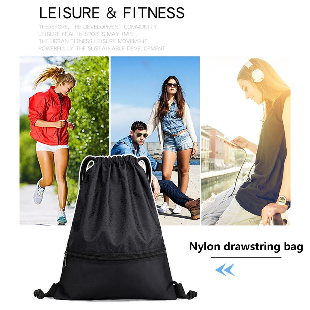 Drawstring Bag Women Men Nylon Backpacks Outdoor Travel School Bags