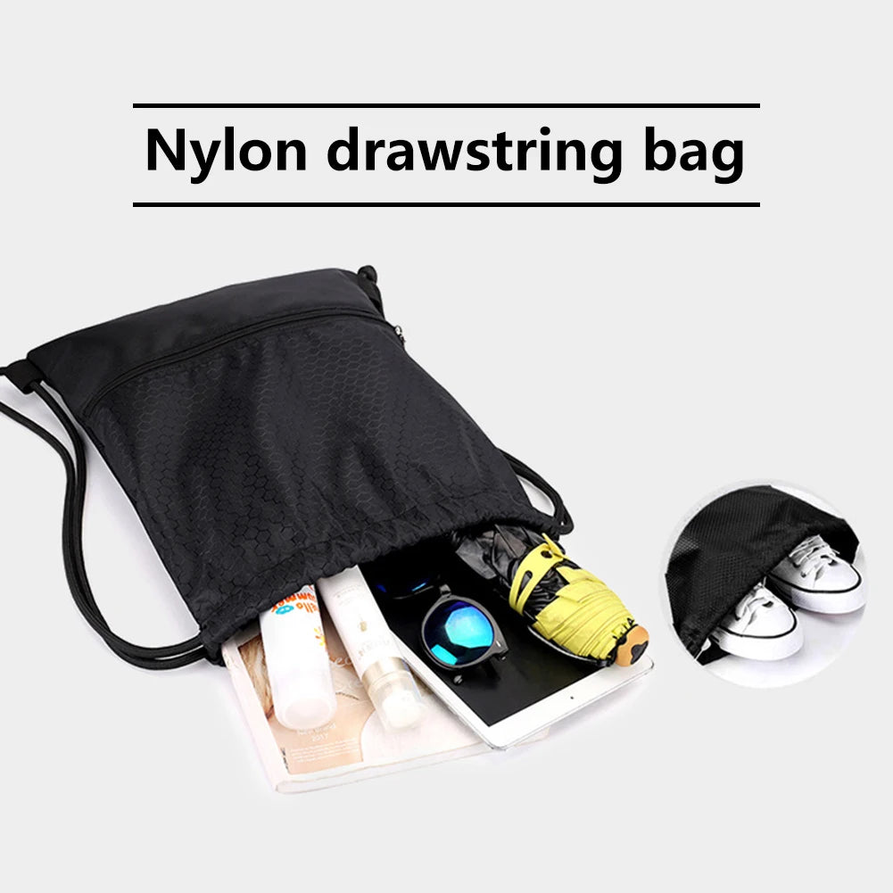 Drawstring Bag Women Men Nylon Backpacks Outdoor Travel School Bags