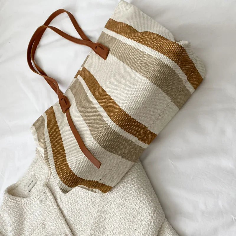 Vintage Canvas Handbags Shopper Bags Women Lightweight Shoulder Bags