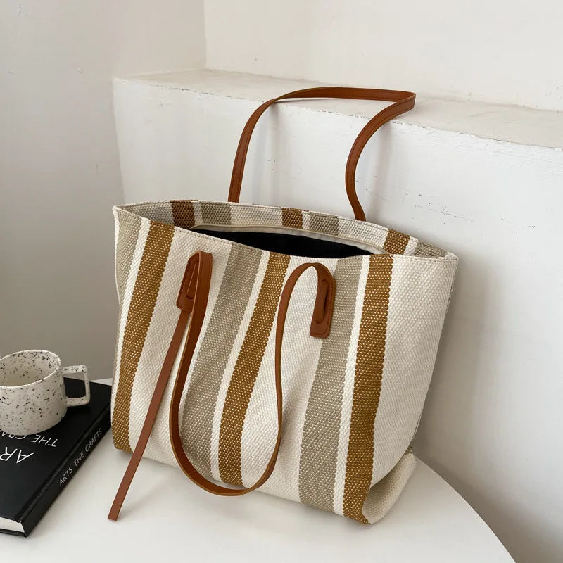 Vintage Canvas Handbags Shopper Bags Women Lightweight Shoulder Bags