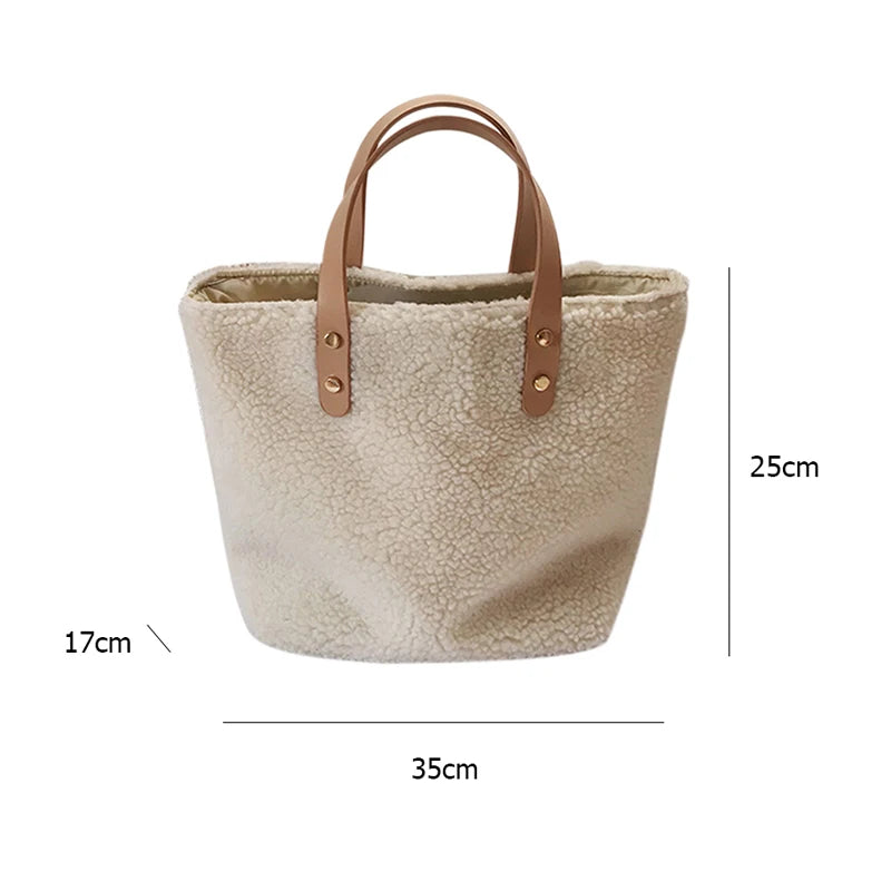 Winter Wool Fluffy Handbags for Women Plush Furry Female Shopping Bag