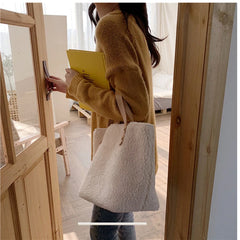 Winter Wool Fluffy Handbags for Women Plush Furry Female Shopping Bag