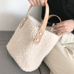 Winter Wool Fluffy Handbags for Women Plush Furry Female Shopping Bag