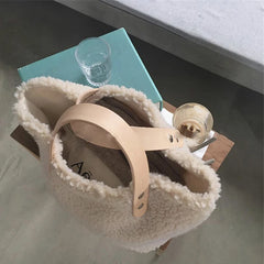 Winter Wool Fluffy Handbags for Women Plush Furry Female Shopping Bag