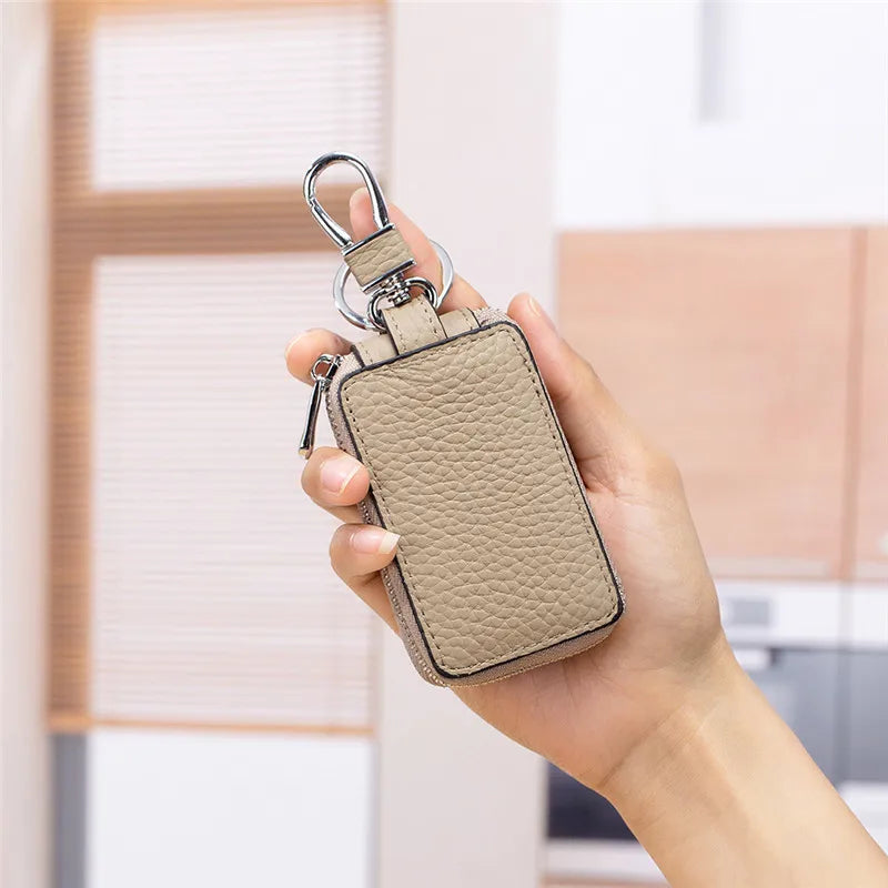 Leather Key Wallets Zipper Car Key Wallet Key Case Housekeeper Holders