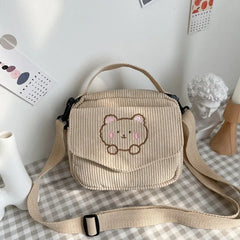 Women Canvas Zipper Bag Student Tote Shoulder Messenger