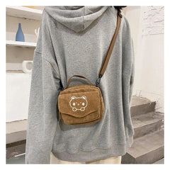 Women Canvas Zipper Bag Student Tote Shoulder Messenger