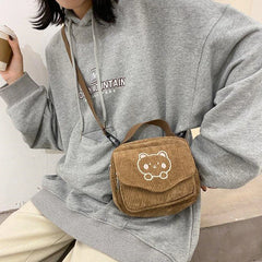 Women Canvas Zipper Bag Student Tote Shoulder Messenger
