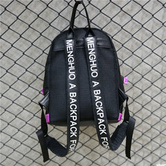Hot Women Laser Backpack School Bag For Teenage Girls PU Leisure Style Letter Sc