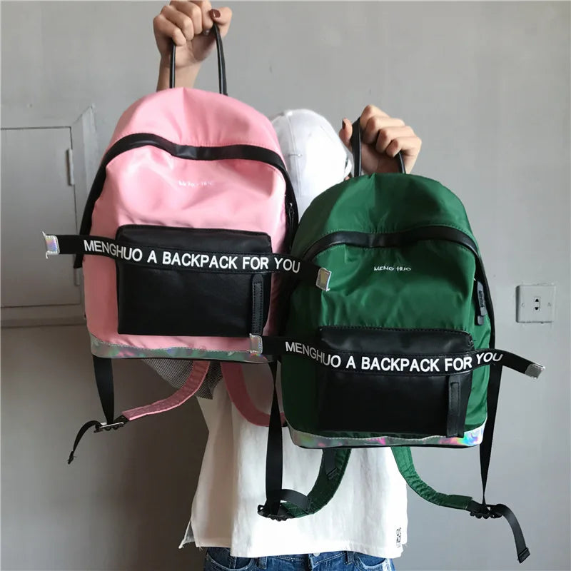 Hot Women Laser Backpack School Bag For Teenage Girls PU Leisure Style Letter Sc