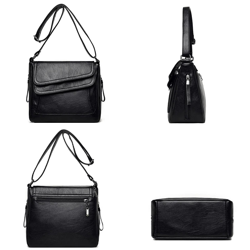 Women Leather Messenger Bag Handbags High Female Vintage Crossbody Bags