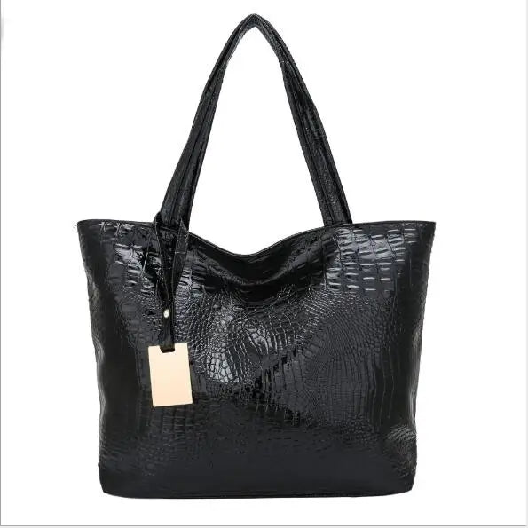 Hot Women Shoulder Bag Crocodile Texture Large Tote Bag