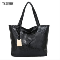 Hot Women Shoulder Bag Crocodile Texture Large Tote Bag