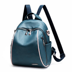 Women's Soft Leather School Backpack - Large Capacity Travel Shoulder Bag