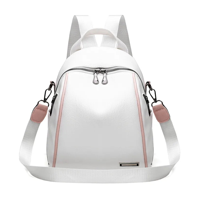 Women's Soft Leather School Backpack - Large Capacity Travel Shoulder Bag