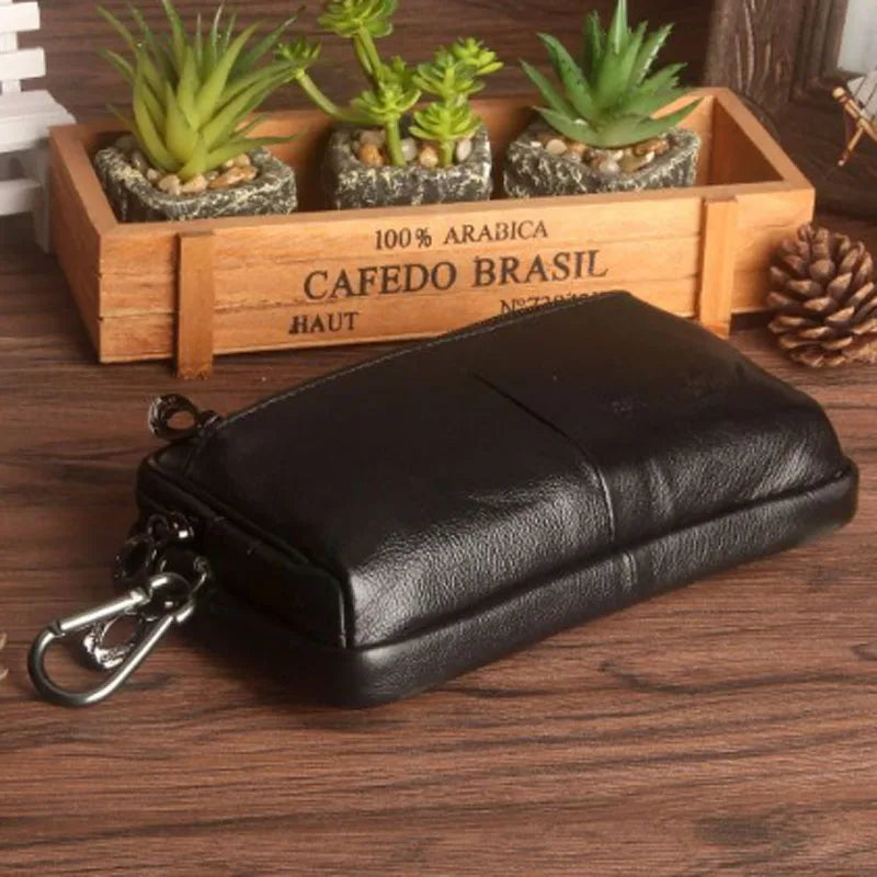 Men Leather Hip Bum Belt Hook Fanny Waist Pack Loop Mobile Bag