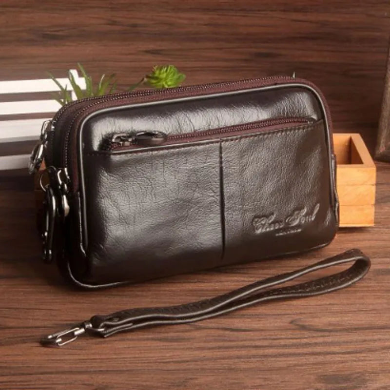 Men Leather Hip Bum Belt Hook Fanny Waist Pack Loop Mobile Bag