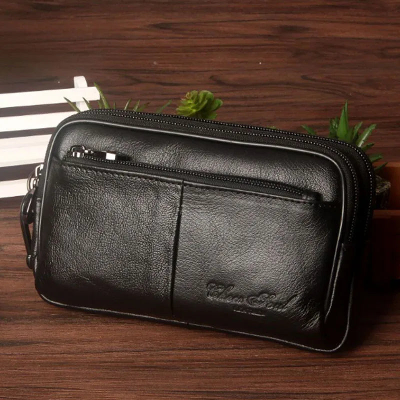 Men Leather Hip Bum Belt Hook Fanny Waist Pack Loop Mobile Bag