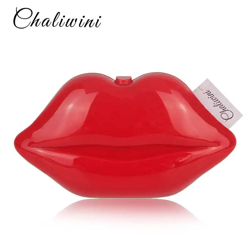 Sexy Lip Acrylic Clutch Bag with Chain Handbag Crossbody Bag for Women