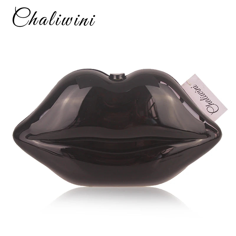 Sexy Lip Acrylic Clutch Bag with Chain Handbag Crossbody Bag for Women