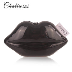Sexy Lip Acrylic Clutch Bag with Chain Handbag Crossbody Bag for Women