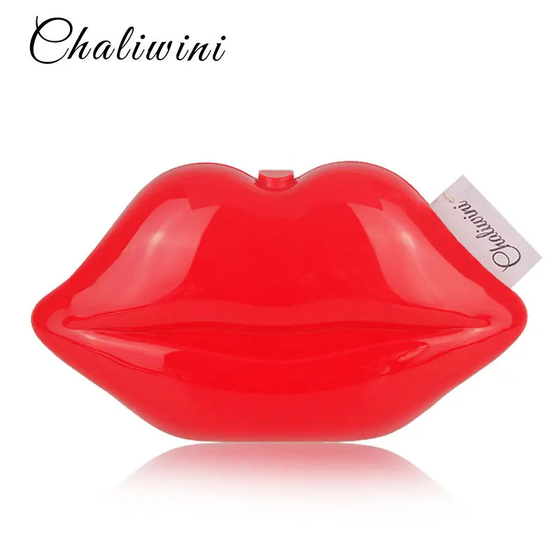 Sexy Lip Acrylic Clutch Bag with Chain Handbag Crossbody Bag for Women