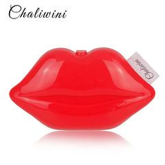 Sexy Lip Acrylic Clutch Bag with Chain Handbag Crossbody Bag for Women