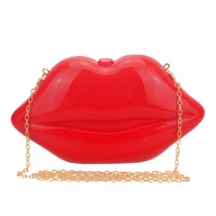 Sexy Lip Acrylic Clutch Bag with Chain Handbag Crossbody Bag for Women